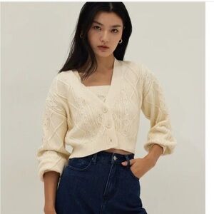 Love Bonito Laila Cable Knit Crop Cardigan Size Small